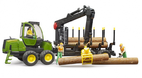 John Deere 1210E Rückezug mit 4 Baumstämmen und Holzgreifer